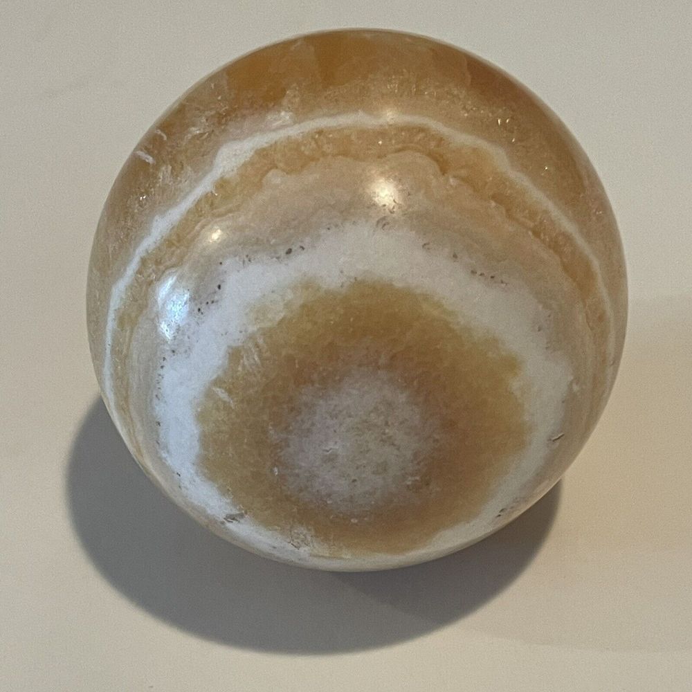 Natural Yellow Calcite Sphere Mineral Crystal Ball Healing 354 Grams Approx 2.5"
